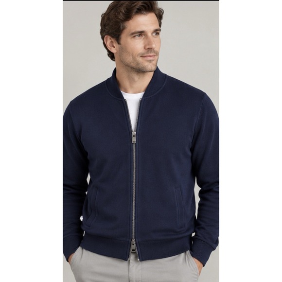 Elie Tahari Other - Elie Tahari Mens Full-Zip Knit Bomber Cardigan Navy Blue Large ETR44405M NWT